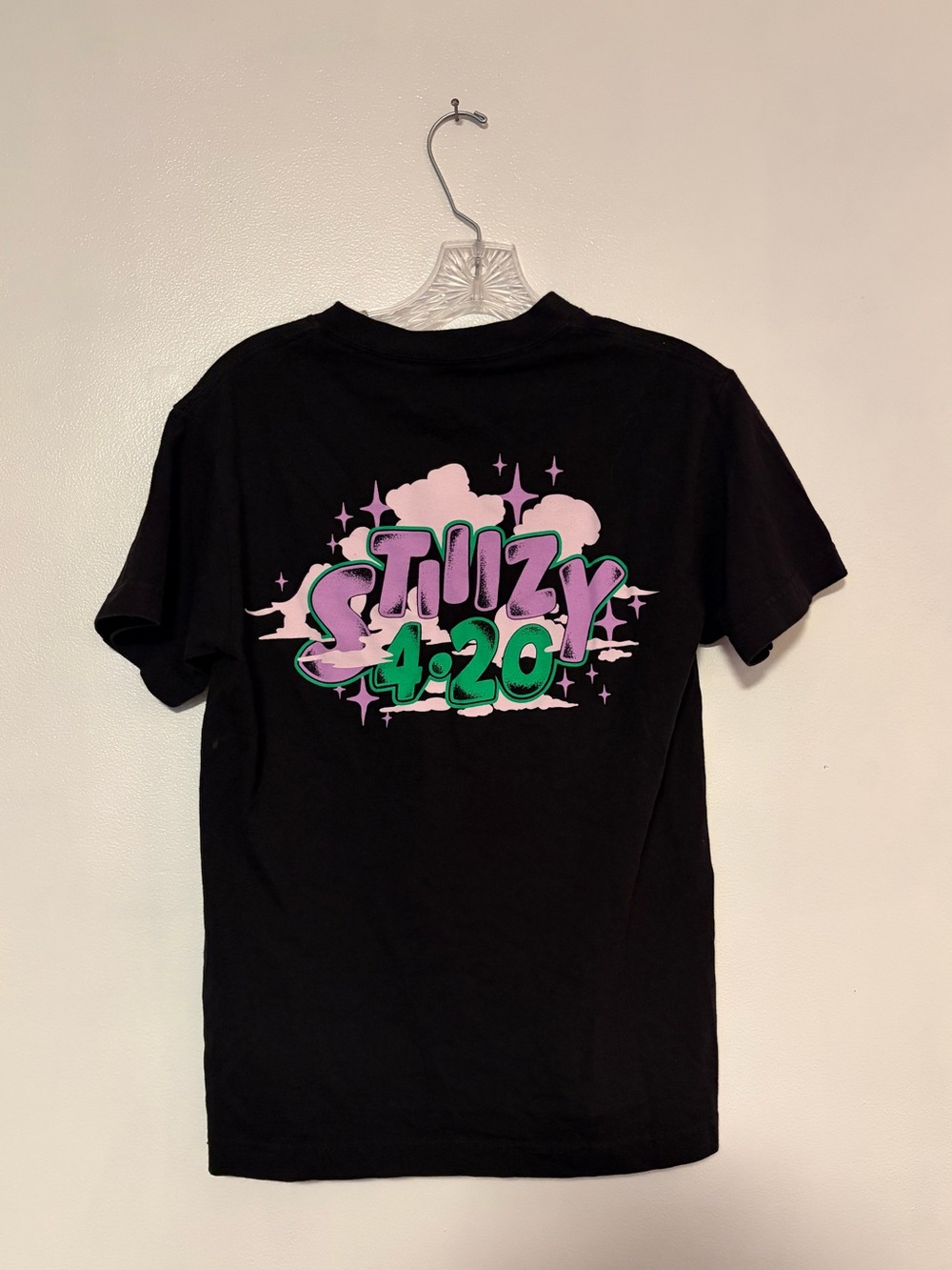 Stiiizy 420 Graphic Tee in Black with Pink & Green Print